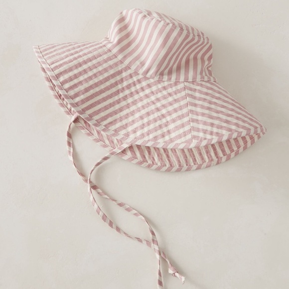 Business & Pleasure Wide Brim Beach Hat in Pink Stripe - Picture 2 of 7